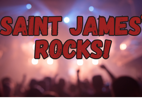 Saint James' Rocks words on concert background